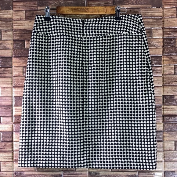 EUC TALBOTS Womens Wool Mix Textured Thick Pencil Skirt Black Off White Size 10 - Picture 2 of 8